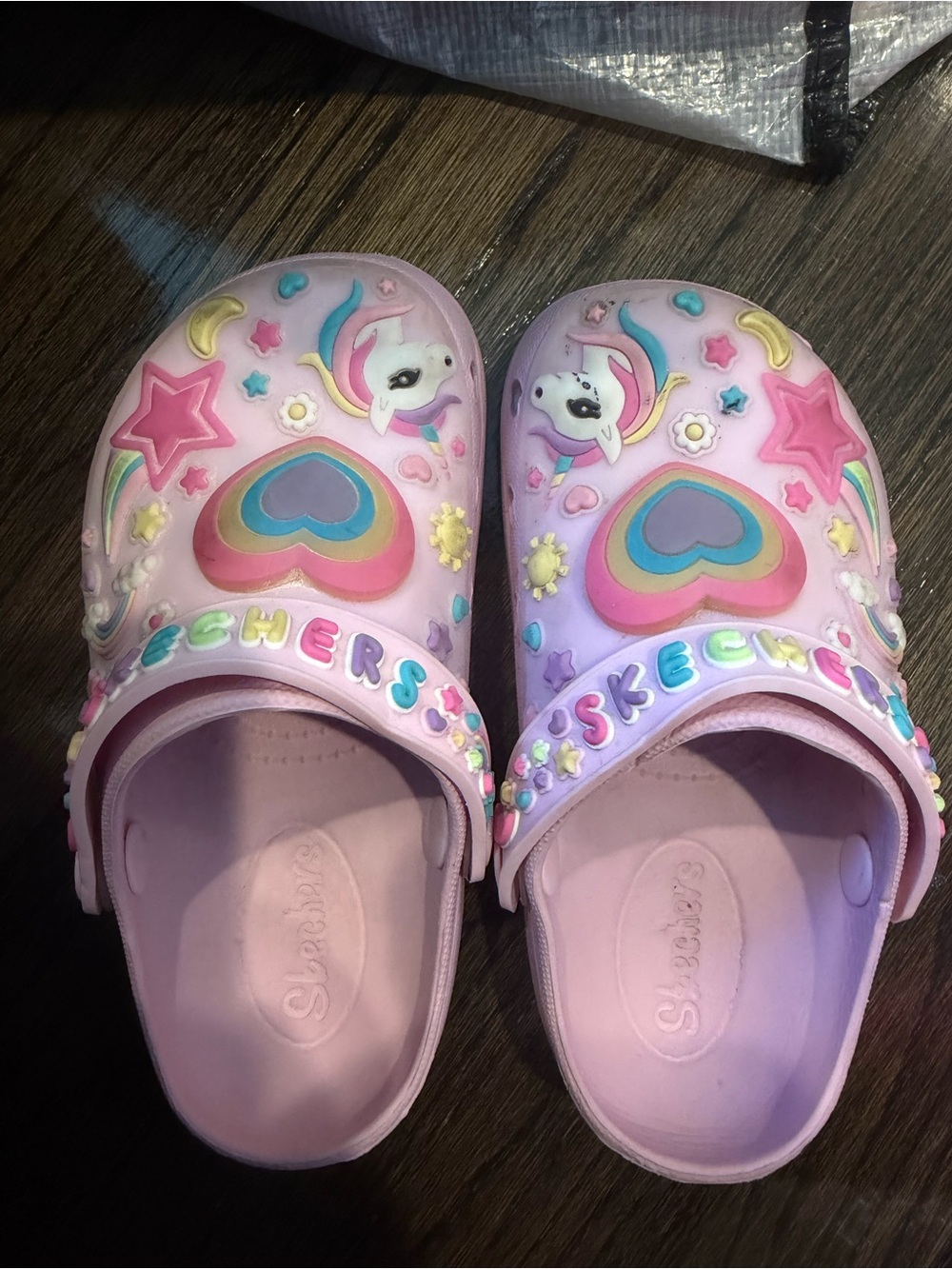 Skechers Girls Pink Unicorn Heart Clog Sandals